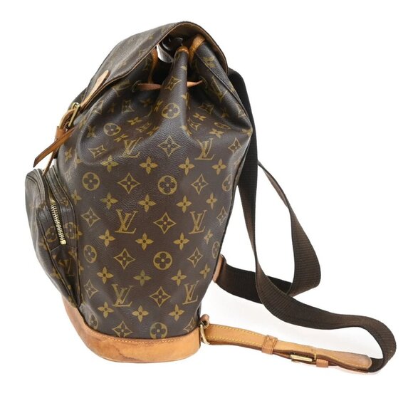LOUIS VUITTON Montsouris GM Backpack Bag Monogram Leather Brown - Picture 3 of 14